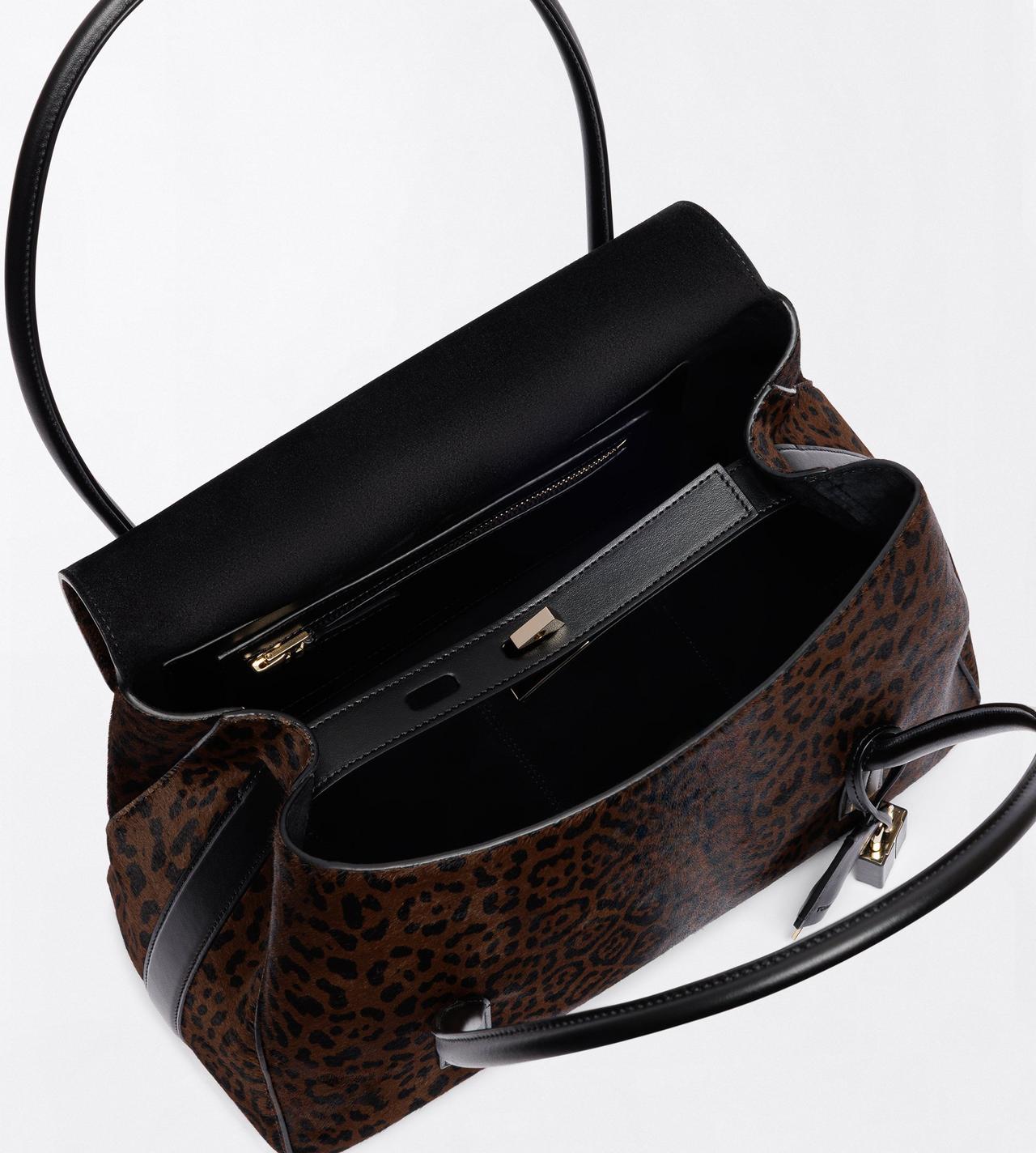 TOM FORD LEATHER BROWN/BLACK + BLACK LEOPARD PRINT HAIR CALF ECLIPSE MEDIUM SHOULDER BAG