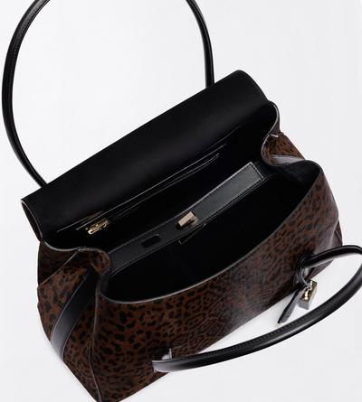 TOM FORD LEATHER BROWN/BLACK + BLACK LEOPARD PRINT HAIR CALF ECLIPSE MEDIUM SHOULDER BAG