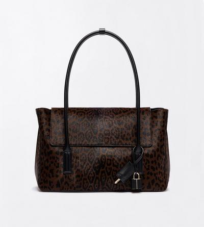 TOM FORD LEATHER BROWN/BLACK + BLACK LEOPARD PRINT HAIR CALF ECLIPSE MEDIUM SHOULDER BAG