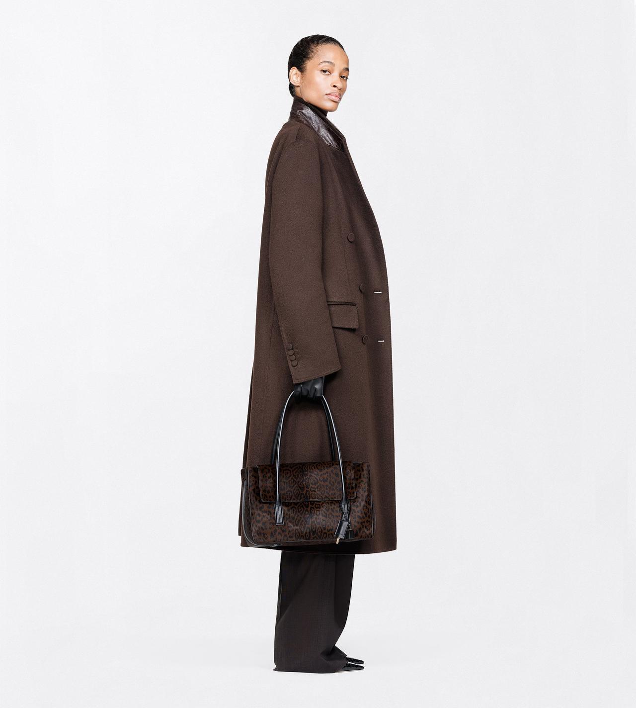 TOM FORD LEATHER BROWN/BLACK + BLACK LEOPARD PRINT HAIR CALF ECLIPSE MEDIUM SHOULDER BAG