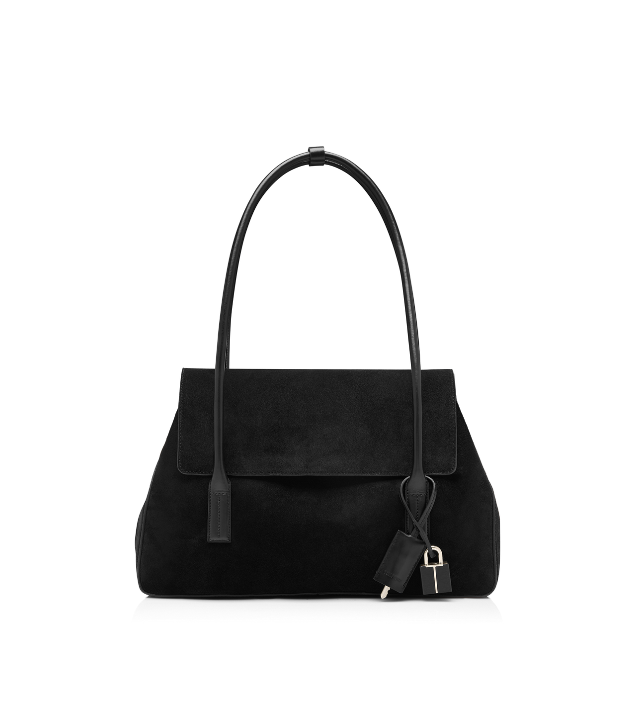 TOM FORD LEATHER BLACK SUEDE LEATHER ECLIPSE MEDIUM SHOULDER BAG