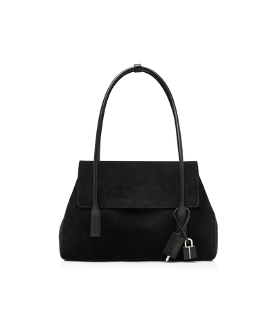 TOM FORD LEATHER BLACK SUEDE LEATHER ECLIPSE MEDIUM SHOULDER BAG