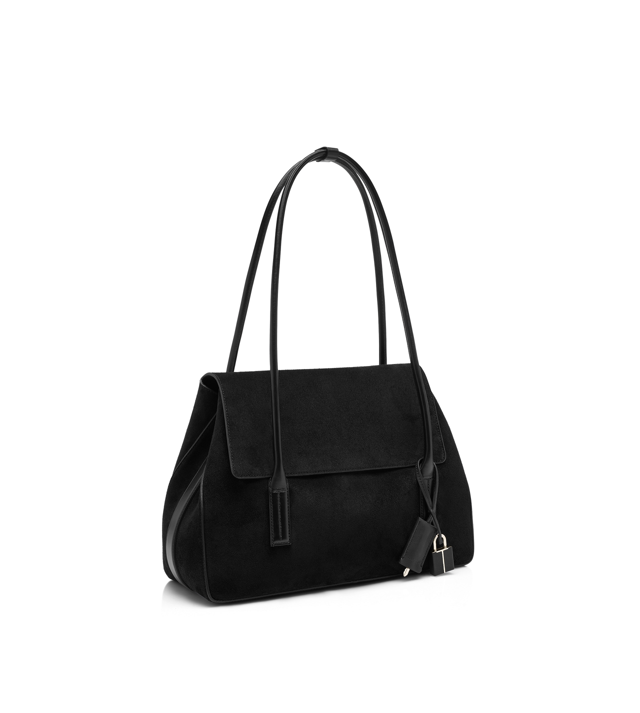 TOM FORD LEATHER BLACK SUEDE LEATHER ECLIPSE MEDIUM SHOULDER BAG