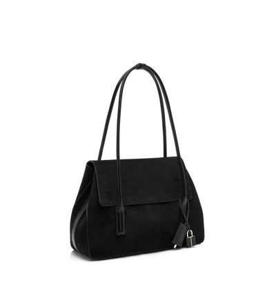 TOM FORD LEATHER BLACK SUEDE LEATHER ECLIPSE MEDIUM SHOULDER BAG