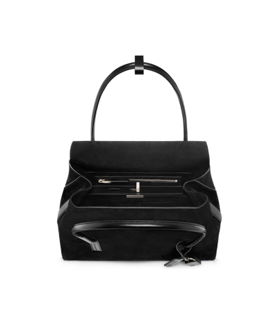 TOM FORD LEATHER BLACK SUEDE LEATHER ECLIPSE MEDIUM SHOULDER BAG