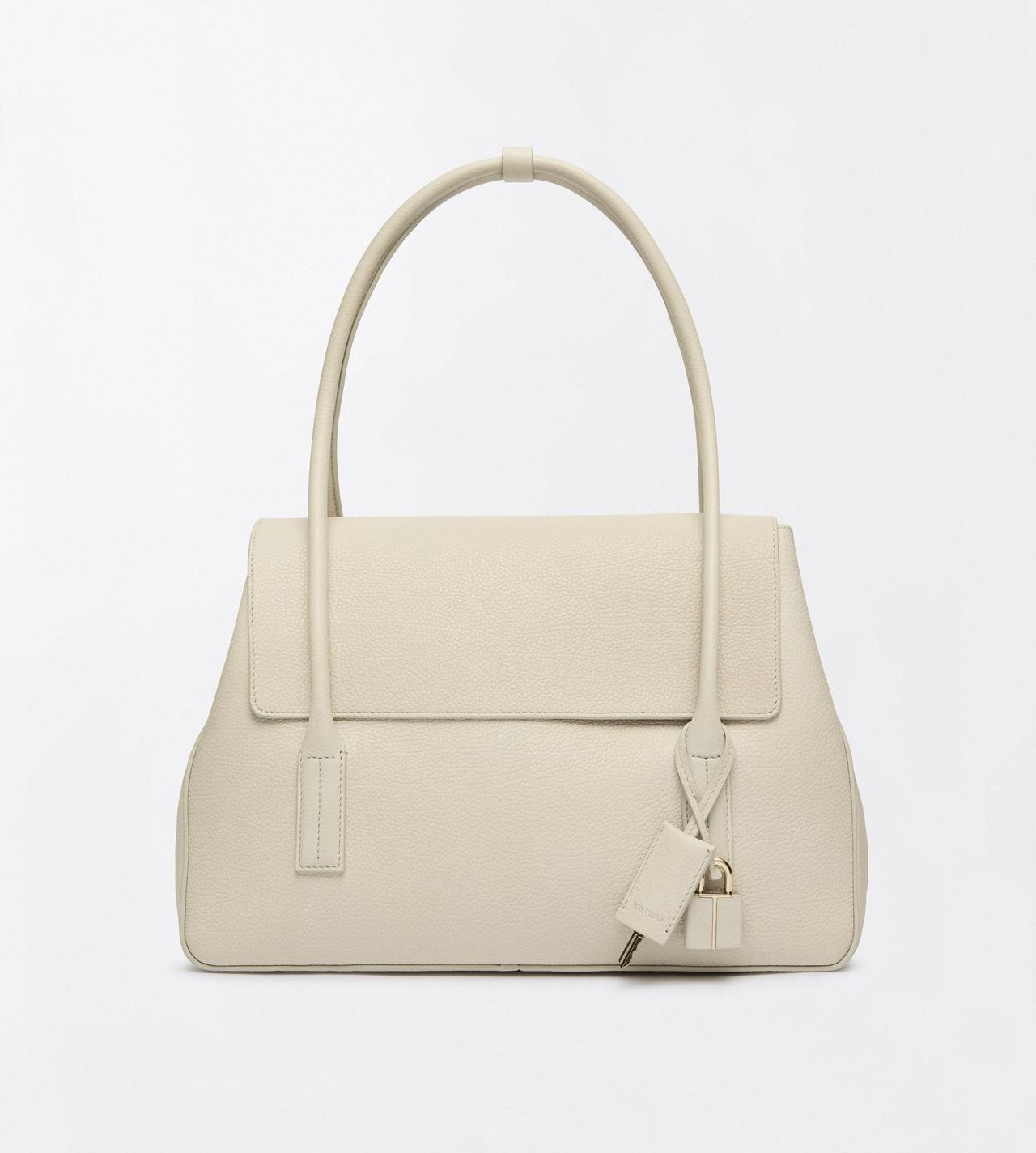 TOM FORD LEATHER DOVE GREY GRAIN LEATHER ECLIPSE MEDIUM SHOULDER BAG