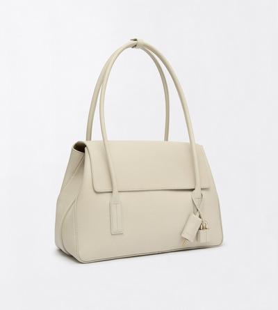 TOM FORD LEATHER DOVE GREY GRAIN LEATHER ECLIPSE MEDIUM SHOULDER BAG