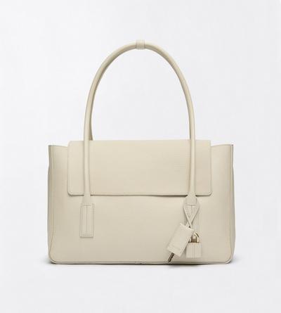 TOM FORD LEATHER DOVE GREY GRAIN LEATHER ECLIPSE MEDIUM SHOULDER BAG