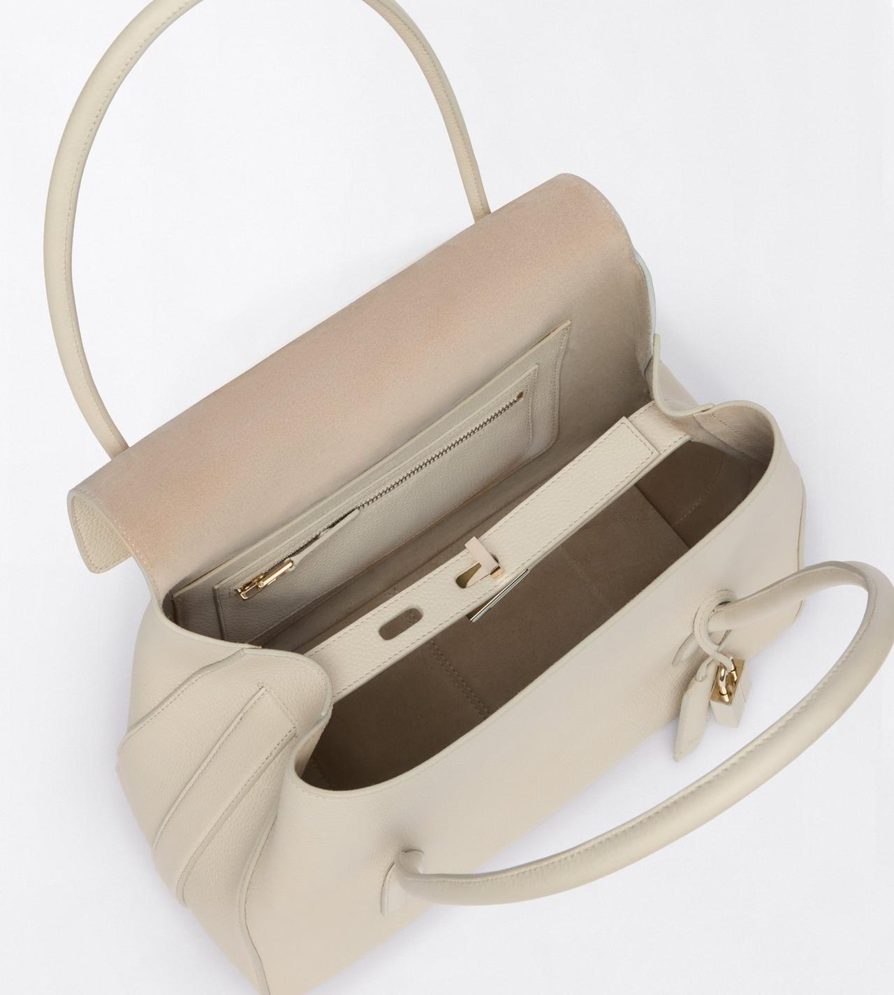 TOM FORD LEATHER DOVE GREY GRAIN LEATHER ECLIPSE MEDIUM SHOULDER BAG