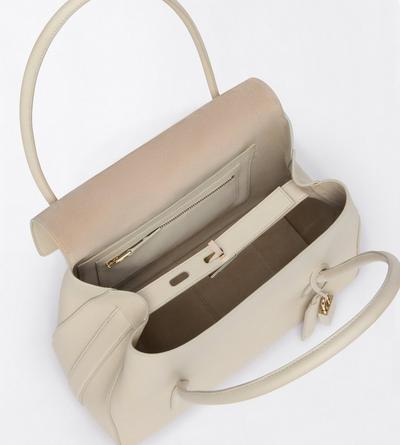 TOM FORD LEATHER DOVE GREY GRAIN LEATHER ECLIPSE MEDIUM SHOULDER BAG
