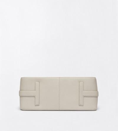 TOM FORD LEATHER DOVE GREY GRAIN LEATHER ECLIPSE MEDIUM SHOULDER BAG