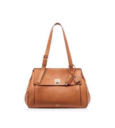 BOLSO ALFORJA MEDIANO DE PIEL NATURAL image number 0