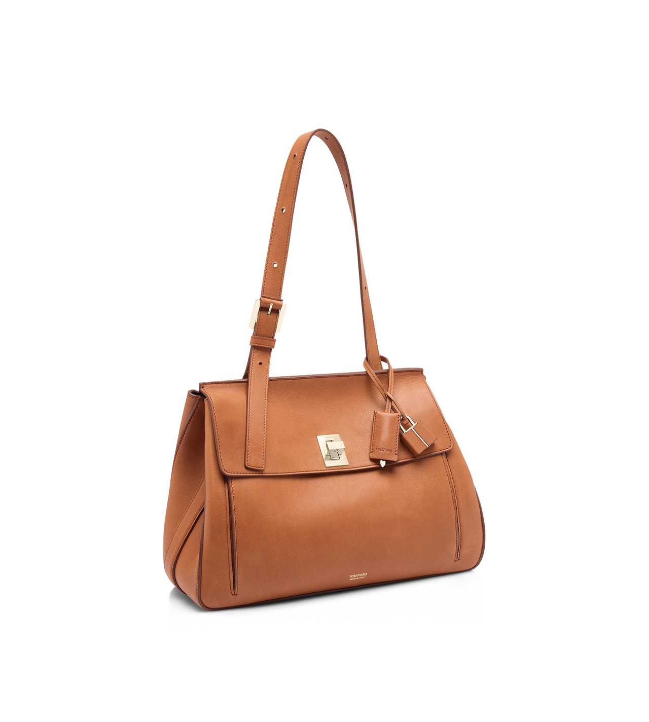 BOLSO ALFORJA MEDIANO DE PIEL NATURAL image number 1