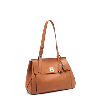 BOLSO ALFORJA MEDIANO DE PIEL NATURAL image number 1