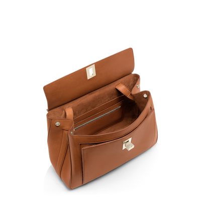 BOLSO ALFORJA MEDIANO DE PIEL NATURAL image number 2