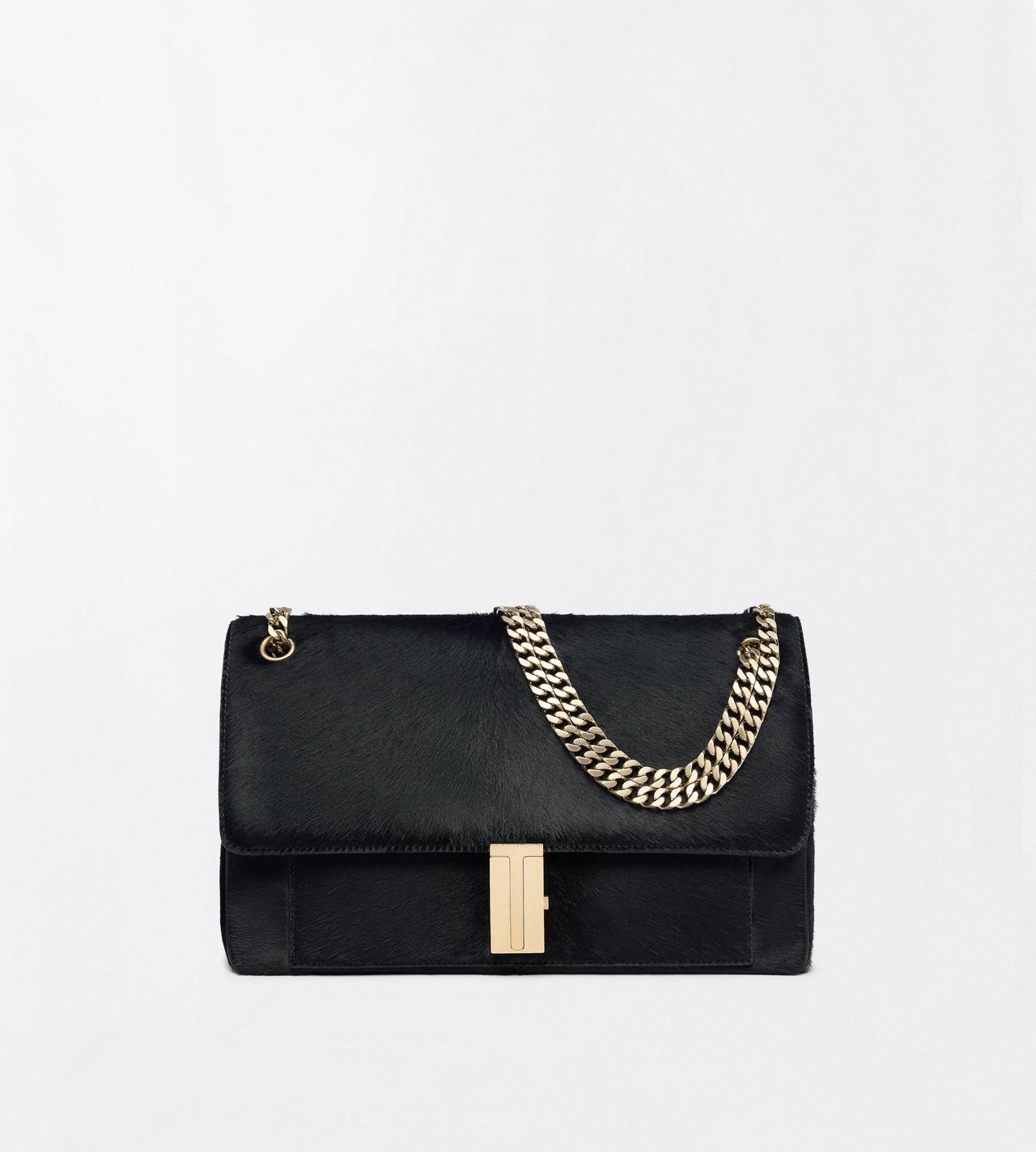 TOM FORD LEATHER BLACK SAC &Agrave; BANDOULI&Egrave;RE CHA&Icirc;NE MIA EN CUIR DE VEAU