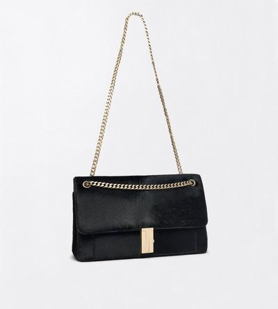 TOM FORD LEATHER BLACK SAC &Agrave; BANDOULI&Egrave;RE CHA&Icirc;NE MIA EN CUIR DE VEAU