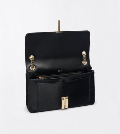 TOM FORD LEATHER BLACK SAC &Agrave; BANDOULI&Egrave;RE CHA&Icirc;NE MIA EN CUIR DE VEAU