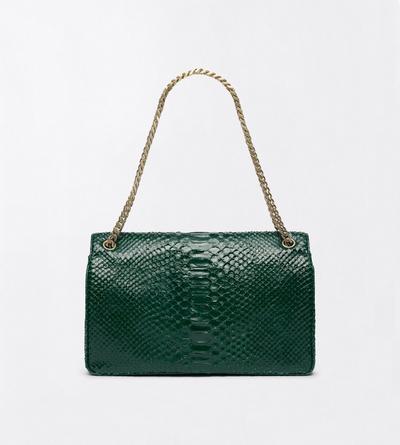 TOM FORD LEATHER EMERALD GREEN SEMI SHINY PRINTED PYTHON MIA CHAIN SHOULDER BAG