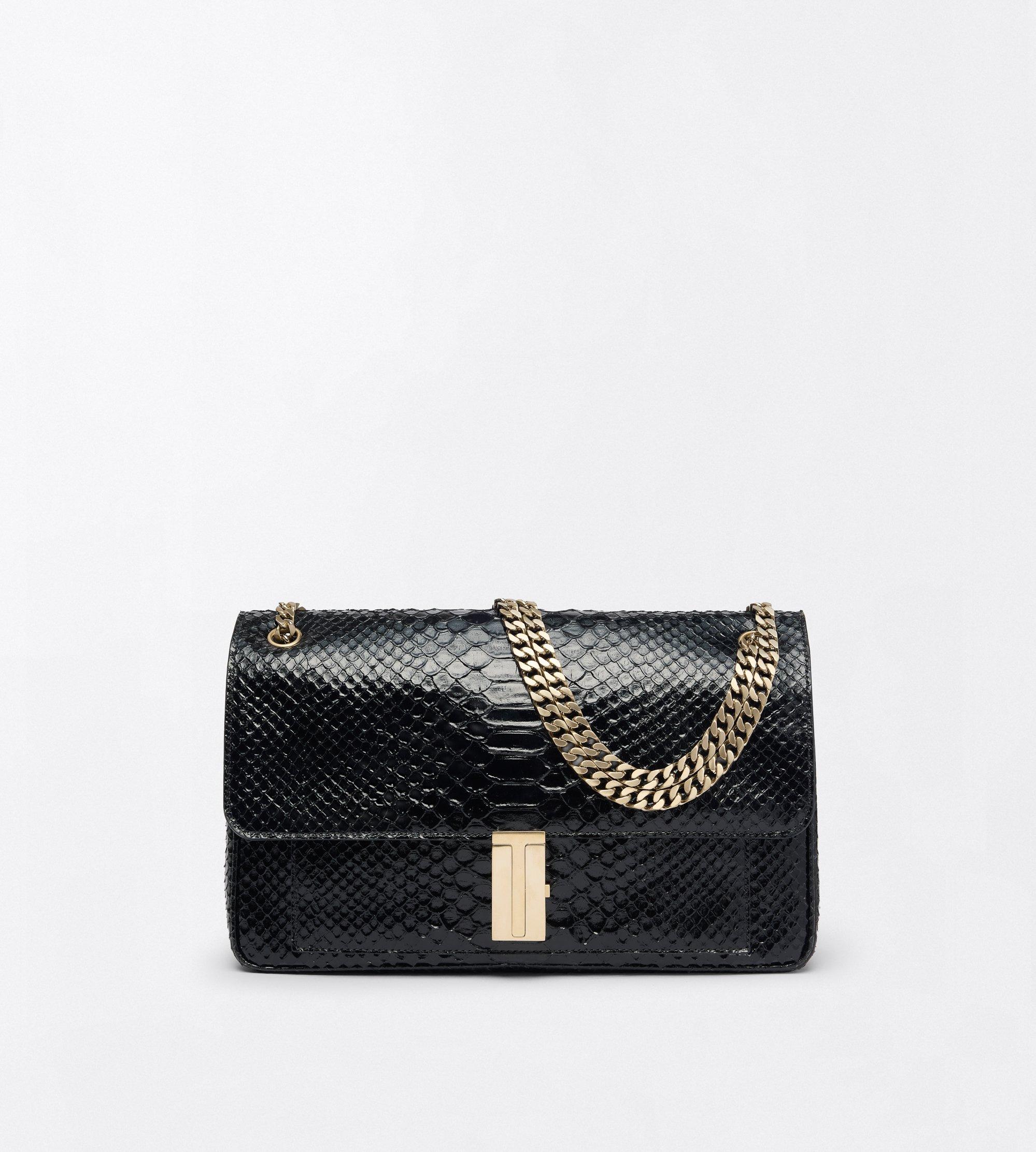 SEMI SHINY PRINTED PYTHON MIA CHAIN SHOULDER BAG