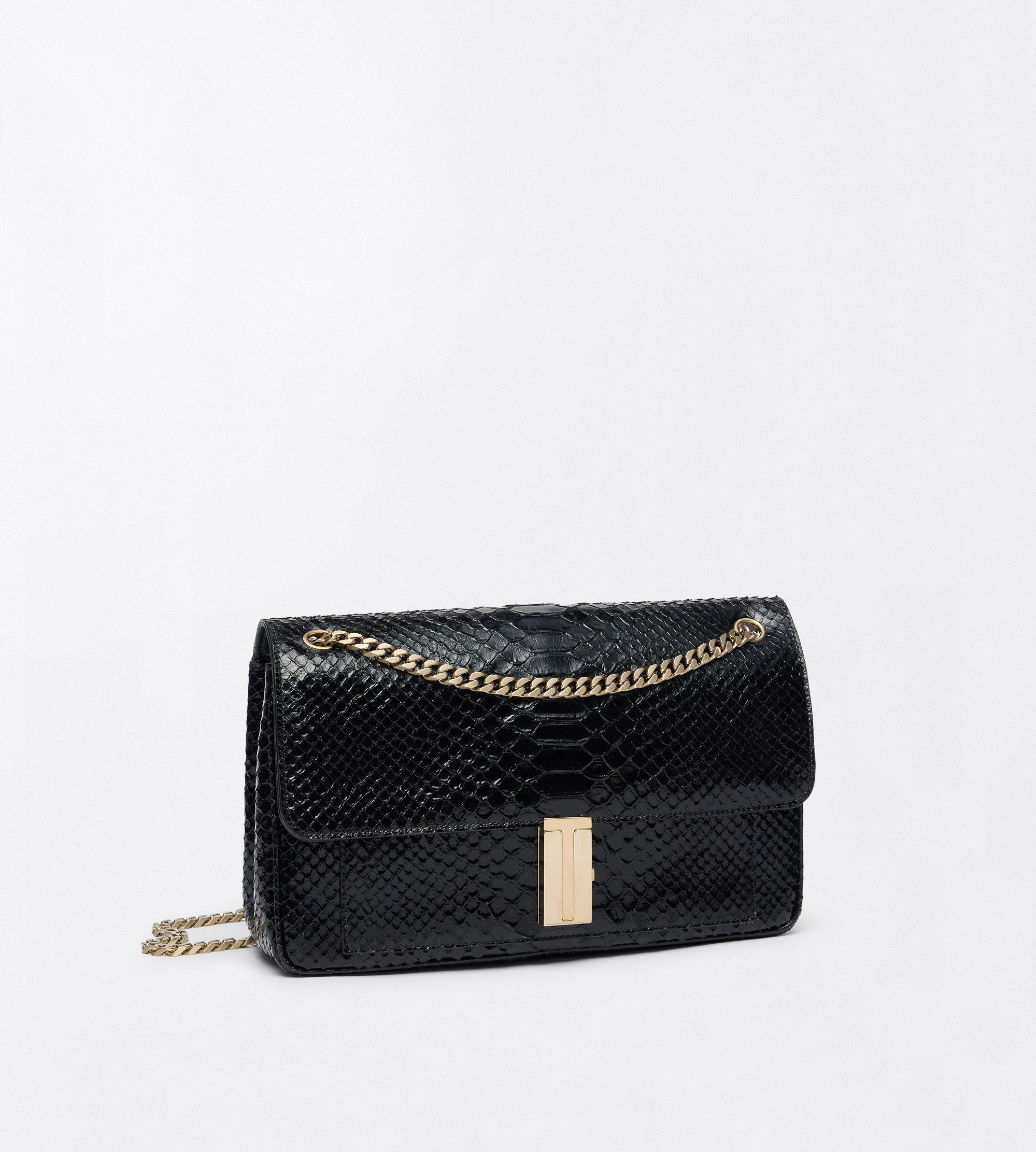 SEMI SHINY PRINTED PYTHON MIA CHAIN SHOULDER BAG