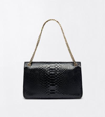 TOM FORD LEATHER BLACK SEMI SHINY PRINTED PYTHON MIA CHAIN SHOULDER BAG