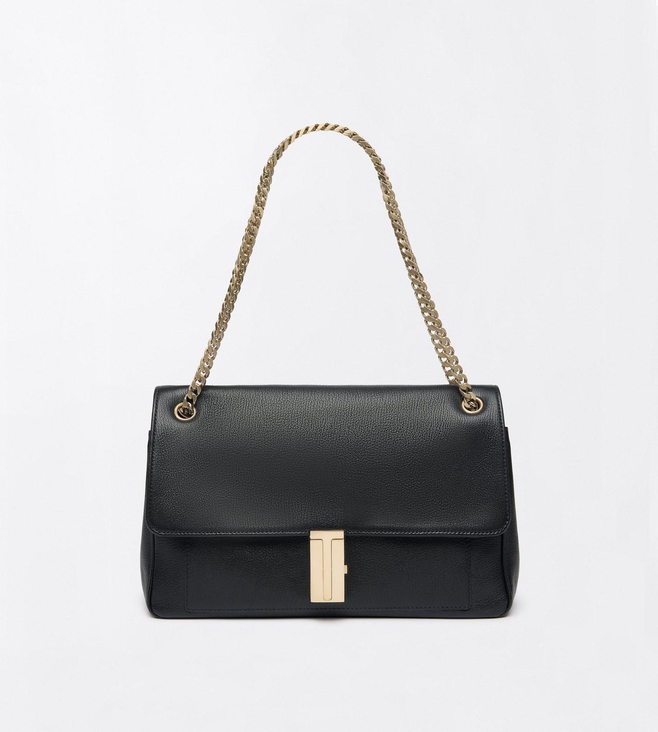 TOM FORD LEATHER BLACK SHINY SUPPLE GRAIN LEATHER MIA CHAIN SHOULDER BAG