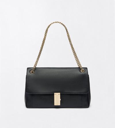 TOM FORD LEATHER BLACK SHINY SUPPLE GRAIN LEATHER MIA CHAIN SHOULDER BAG