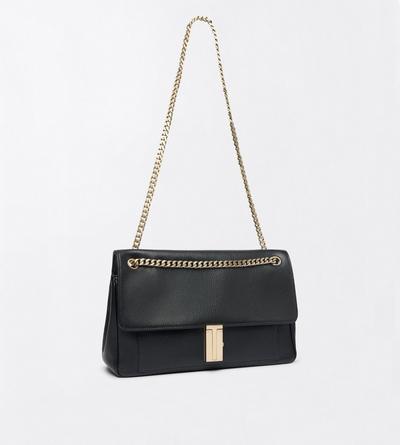 TOM FORD LEATHER BLACK SHINY SUPPLE GRAIN LEATHER MIA CHAIN SHOULDER BAG