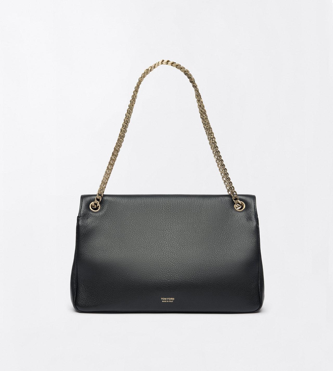 TOM FORD LEATHER BLACK SHINY SUPPLE GRAIN LEATHER MIA CHAIN SHOULDER BAG