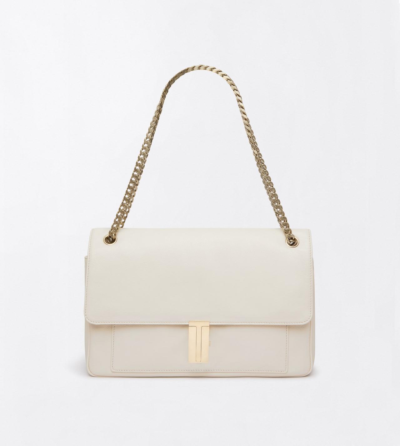 TOM FORD LEATHER PEARLED IVORY SAC &Agrave; BANDOULI&Egrave;RE CHA&Icirc;NE MIA EN CUIR FLEUR SOUPLE BRILLANT