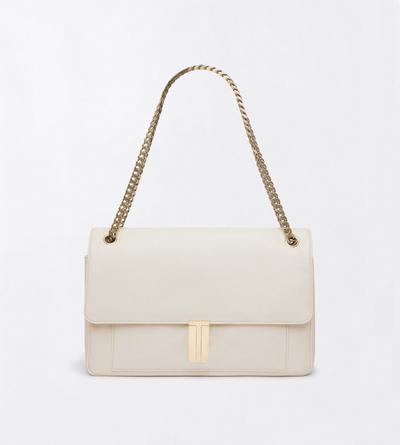 TOM FORD LEATHER PEARLED IVORY SAC &Agrave; BANDOULI&Egrave;RE CHA&Icirc;NE MIA EN CUIR FLEUR SOUPLE BRILLANT