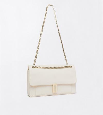 TOM FORD LEATHER PEARLED IVORY SAC &Agrave; BANDOULI&Egrave;RE CHA&Icirc;NE MIA EN CUIR FLEUR SOUPLE BRILLANT