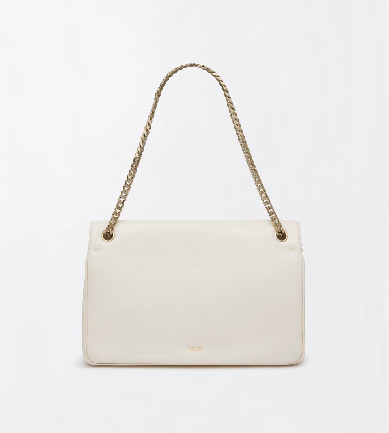 TOM FORD LEATHER PEARLED IVORY SAC &Agrave; BANDOULI&Egrave;RE CHA&Icirc;NE MIA EN CUIR FLEUR SOUPLE BRILLANT