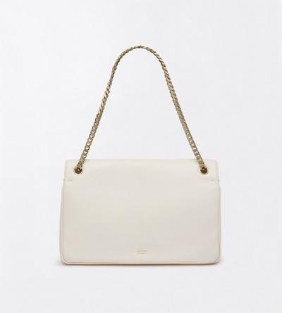 TOM FORD LEATHER PEARLED IVORY SAC &Agrave; BANDOULI&Egrave;RE CHA&Icirc;NE MIA EN CUIR FLEUR SOUPLE BRILLANT