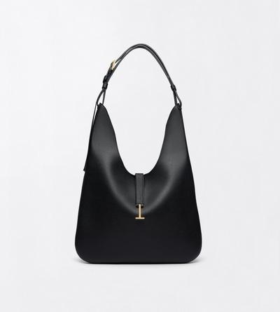 TOM FORD LEATHER BLACK SAC HOBO KARA EN CUIR FLEUR FORMAT MOYEN