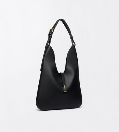 TOM FORD LEATHER BLACK SAC HOBO KARA EN CUIR FLEUR FORMAT MOYEN