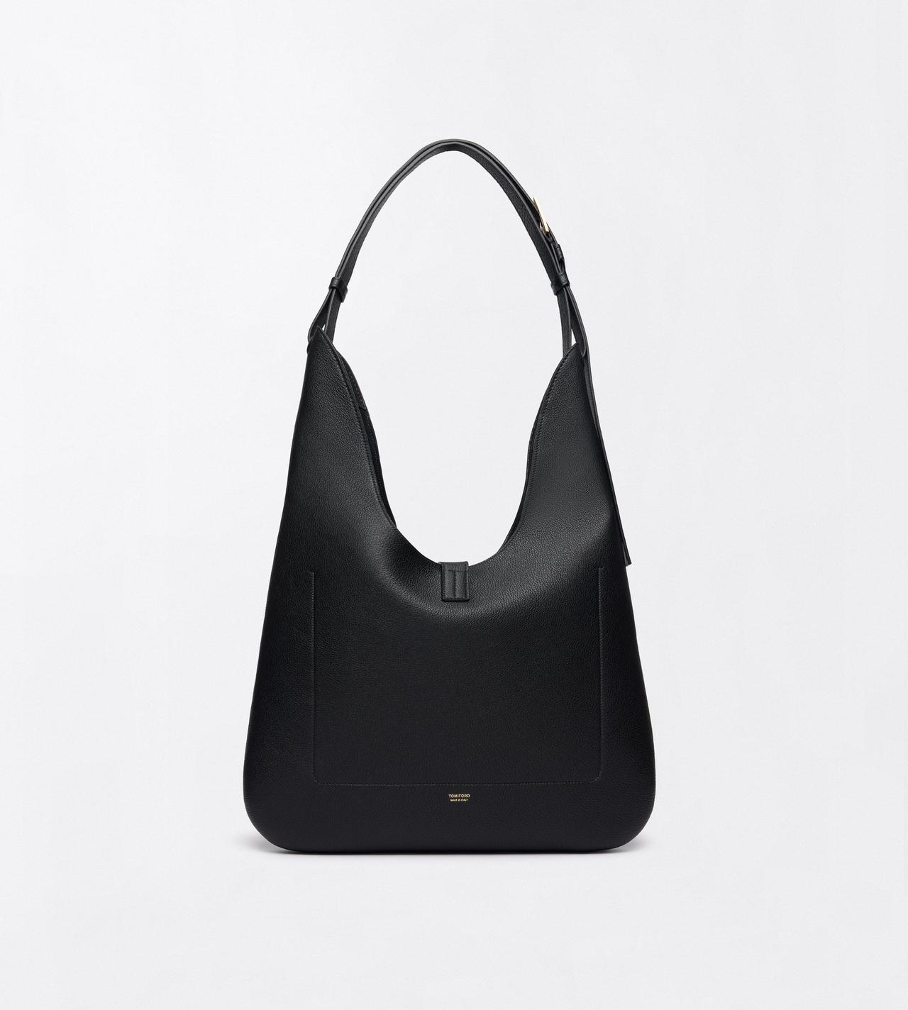 TOM FORD LEATHER BLACK SAC HOBO KARA EN CUIR FLEUR FORMAT MOYEN