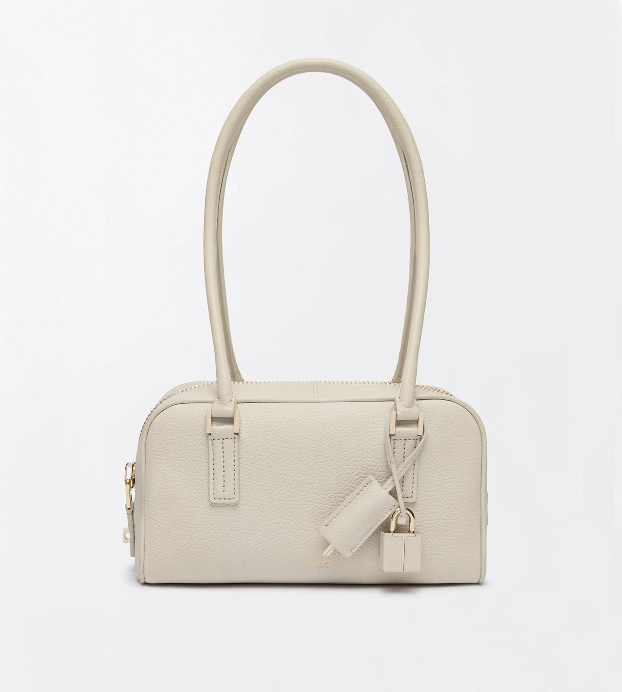 TOM FORD LEATHER DOVE GREY GRAIN LEATHER STRYKE MINI SHOULDER BAG