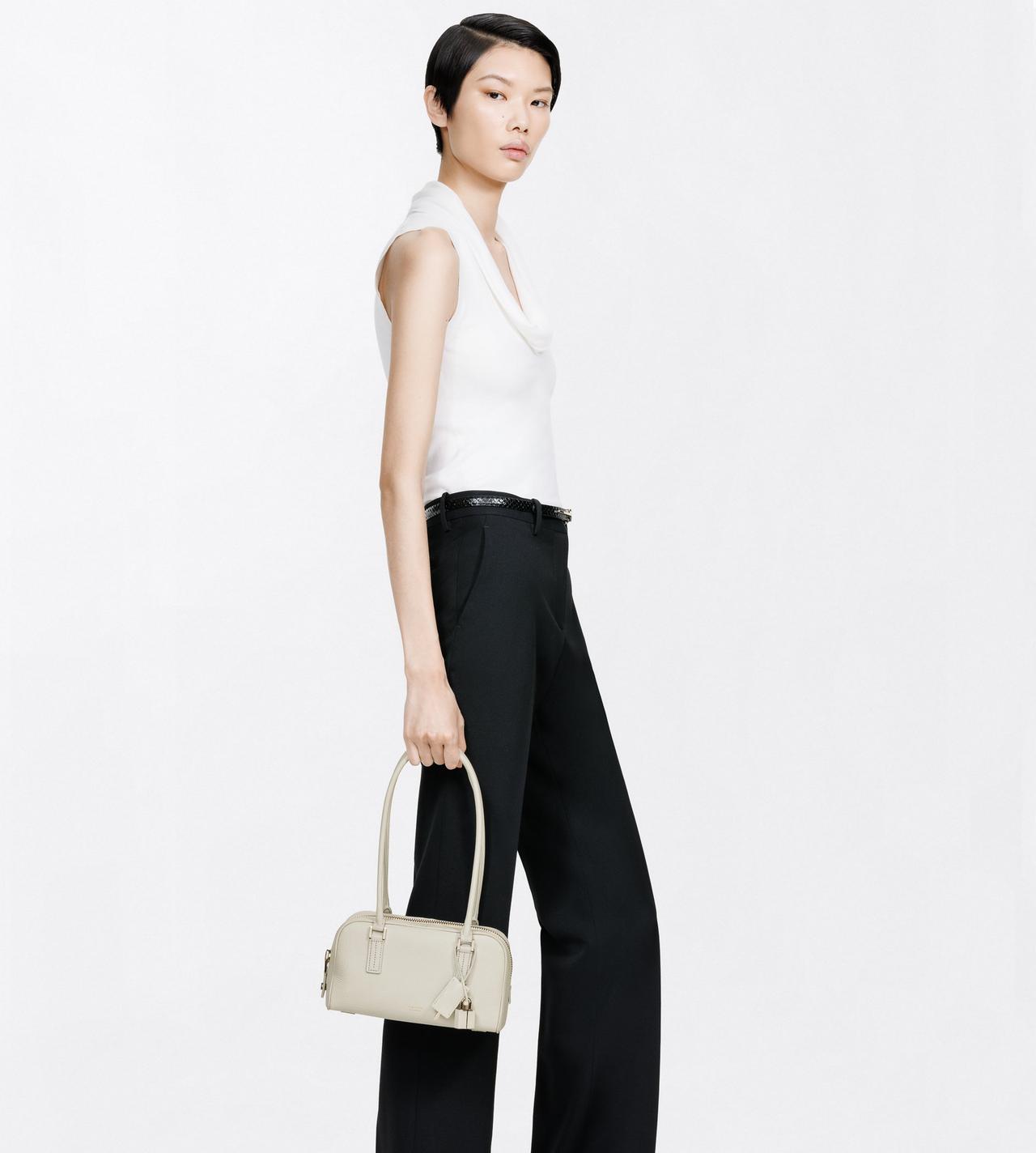 TOM FORD LEATHER DOVE GREY GRAIN LEATHER STRYKE MINI SHOULDER BAG