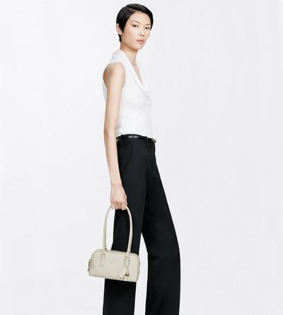 TOM FORD LEATHER DOVE GREY GRAIN LEATHER STRYKE MINI SHOULDER BAG