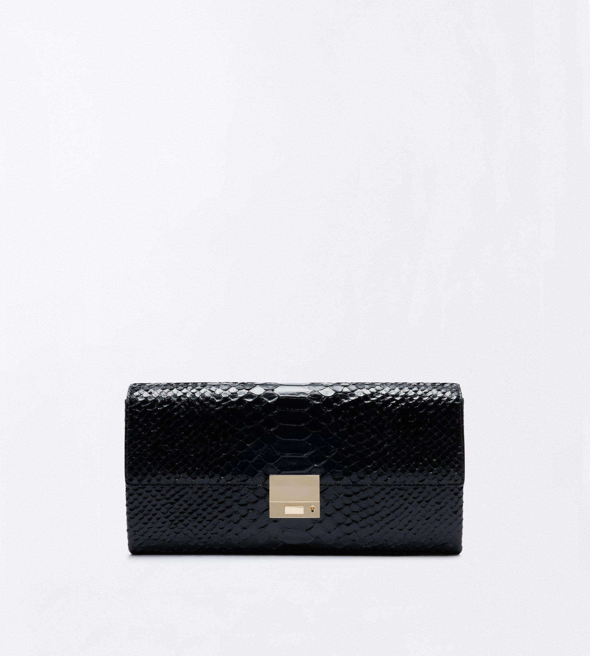 SEMI SHINY PRINTED PYTHON JEAN CLUTCH