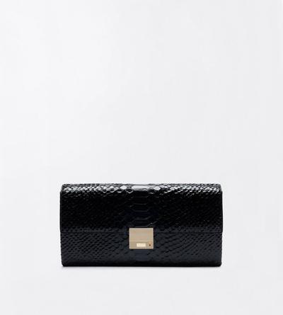 TOM FORD LEATHER BLACK SEMI SHINY PRINTED PYTHON JEAN CLUTCH