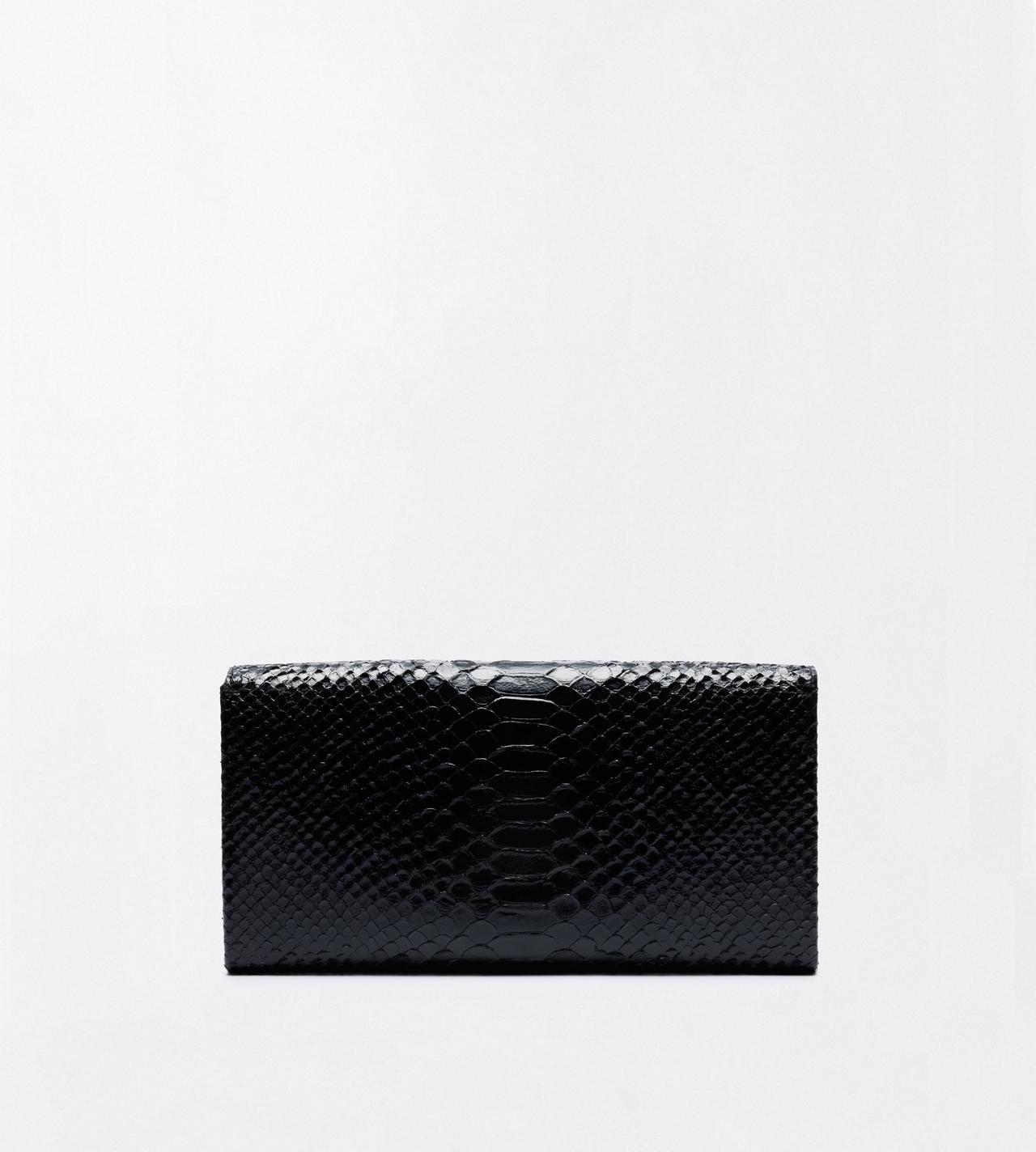 TOM FORD LEATHER BLACK SEMI SHINY PRINTED PYTHON JEAN CLUTCH