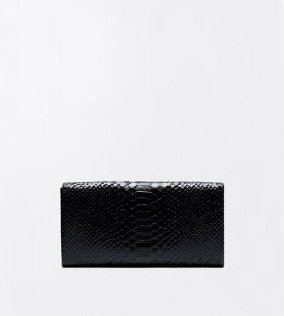 TOM FORD LEATHER BLACK SEMI SHINY PRINTED PYTHON JEAN CLUTCH