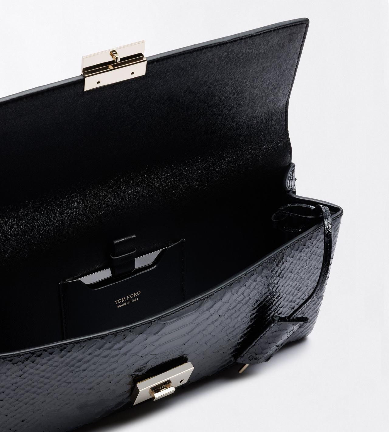 TOM FORD LEATHER BLACK SEMI SHINY PRINTED PYTHON JEAN CLUTCH