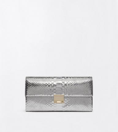 LAMINATED PRINTED PYTHON JEAN CLUTCH