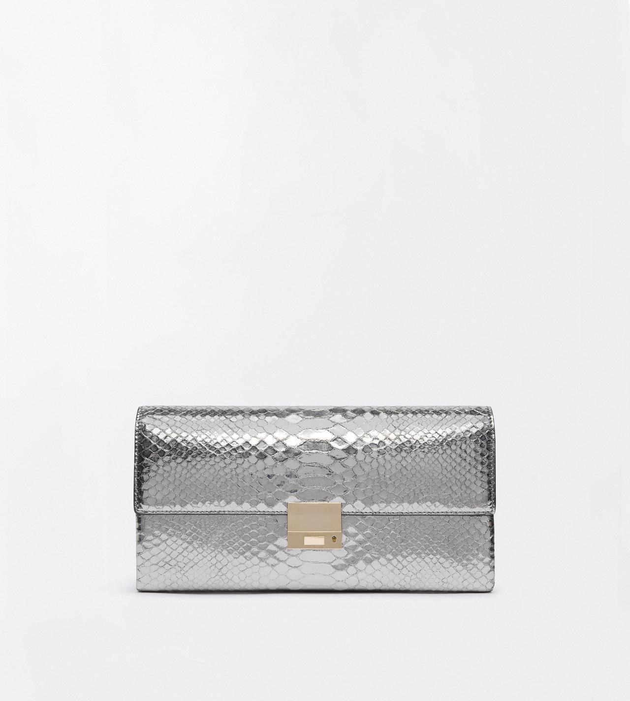 TOM FORD LEATHER SILVER LAMINATED PRINTED PYTHON JEAN CLUTCH