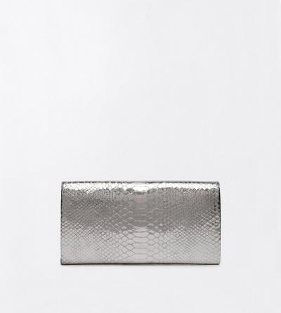 TOM FORD LEATHER SILVER LAMINATED PRINTED PYTHON JEAN CLUTCH