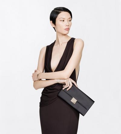 TOM FORD  BLACK LARGE LEATHER GOODS CLUTCH